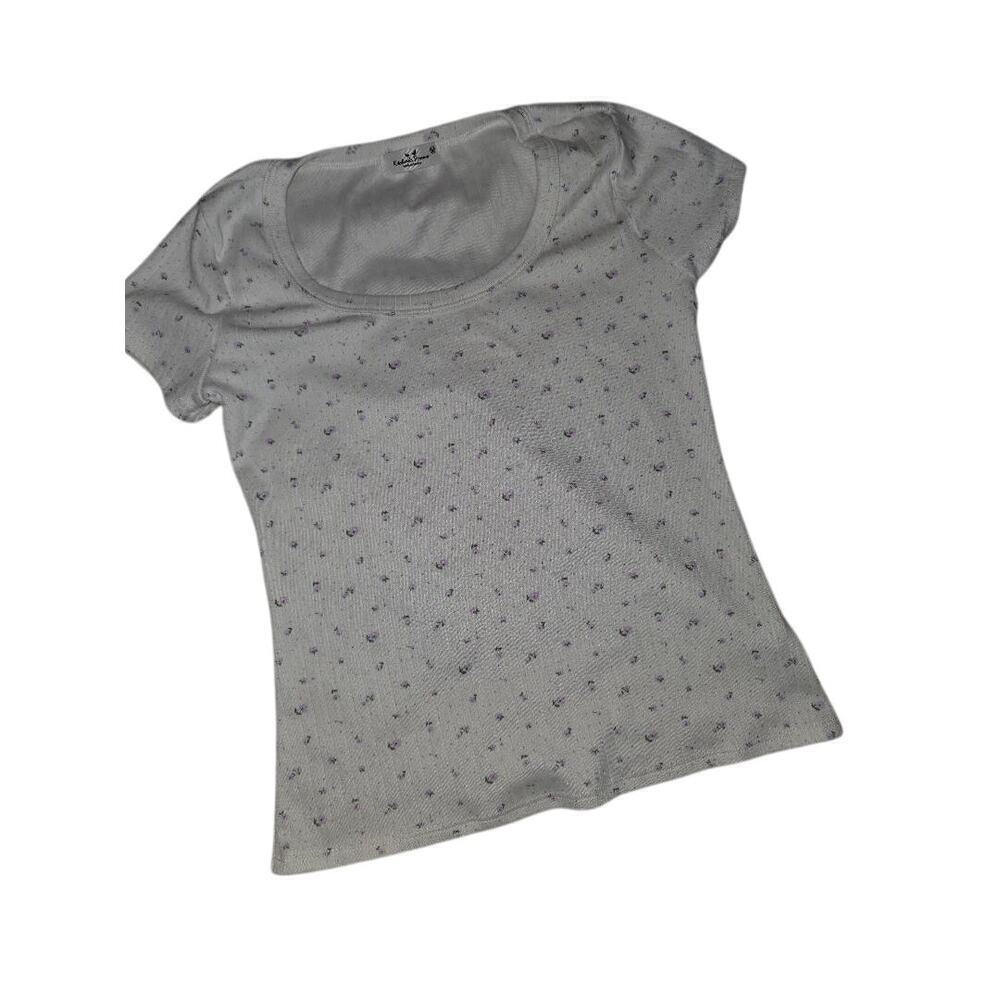 Rebellious Dreamer Floral Ribbed Baby Tee – Women’s M
